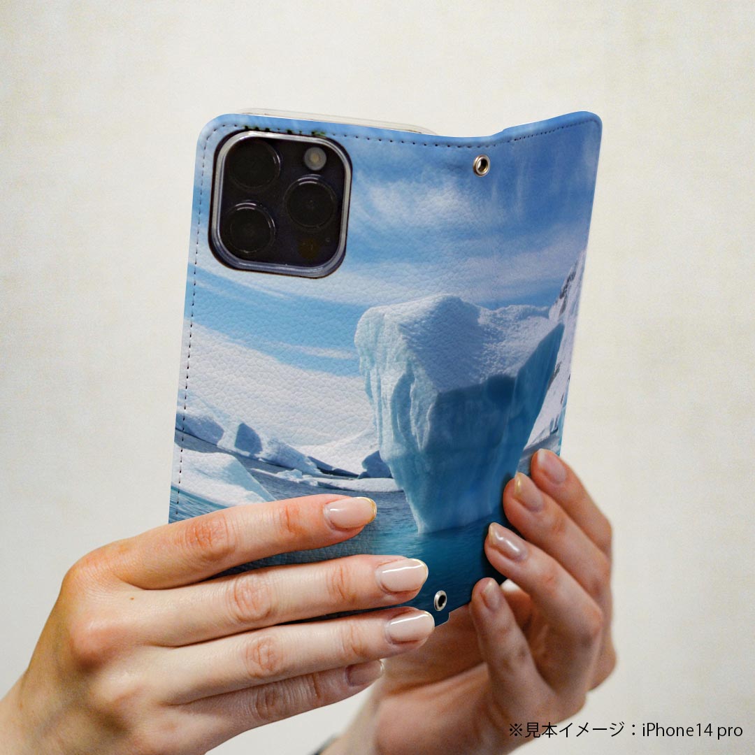Xperia XZ2 SO-03K エクスペリア XZ2 専用 ケース カバー 手帳型 マグネット式 ピタッと閉まる レザーケース so03k カード収納 ポケット igcase 023454 氷山　海　写真