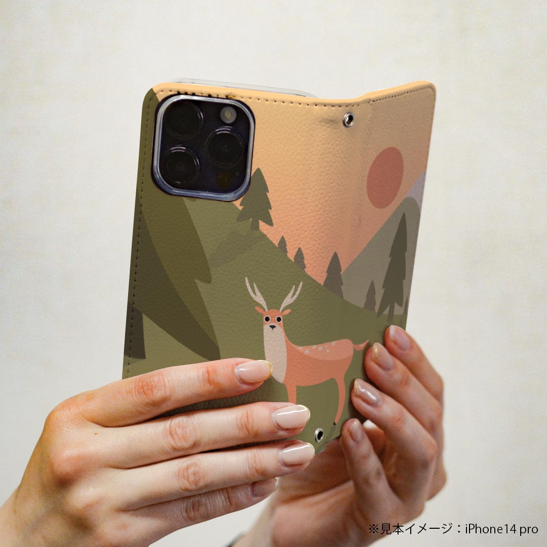 iPhone6 iphone 6/7/8 共通対応 アイフォーン 専用 ケース カバー 手帳型 マグネット式 ピタッと閉まる レザーケース iphone6 カード収納 ポケット igcase 023490 イラスト　動物　鹿