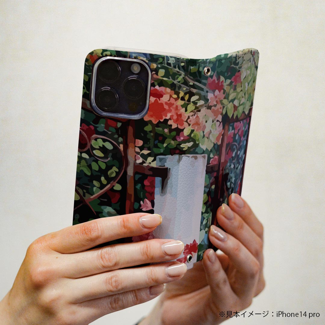 iPhoneX iPhone 10 アイフォーン エックス　テン 専用 ケース カバー 手帳型 マグネット式 ピタッと閉まる レザーケース iphone x カード収納 ポケット igcase 023495 花　フラワー　イラスト