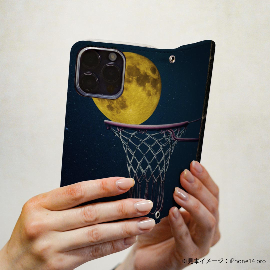 iPhone16pro 6.3インチ 専用 各キャリア iPhone 16 pro 共通対応 ケース カバー 手帳型 マグネット式 ピタッと閉まる レザーケース iphone16pro カード収納 ポケット igcase 023574 月　バスケットボール