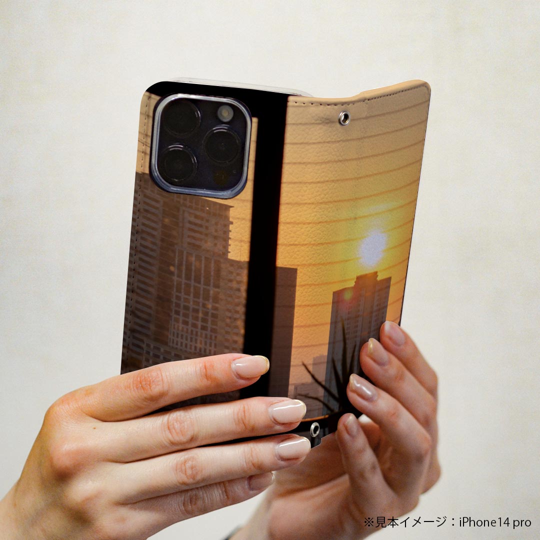 Galaxy S20 5G SC-51A ギャラクシー 専用 ケース カバー 手帳型 マグネット式 ピタッと閉まる レザーケース sc51a カード収納 ポケット igcase 023579 夕日　写真　風景