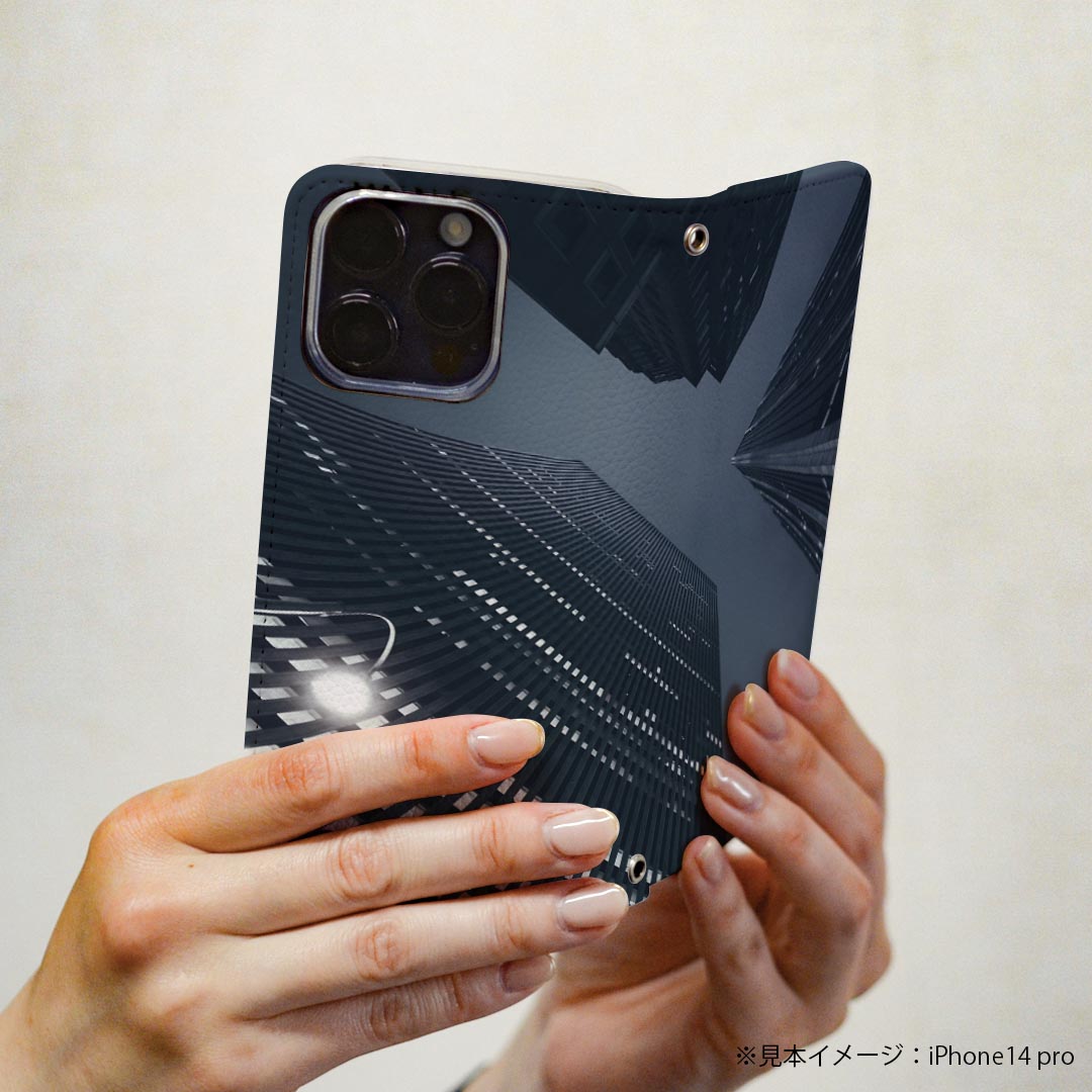 Galaxy S23 FE SCG24 用 ケース カバー 手帳型 マグネット式 ピタッと閉まる レザーケース カード収納 ポケット 023615 ビル　都市