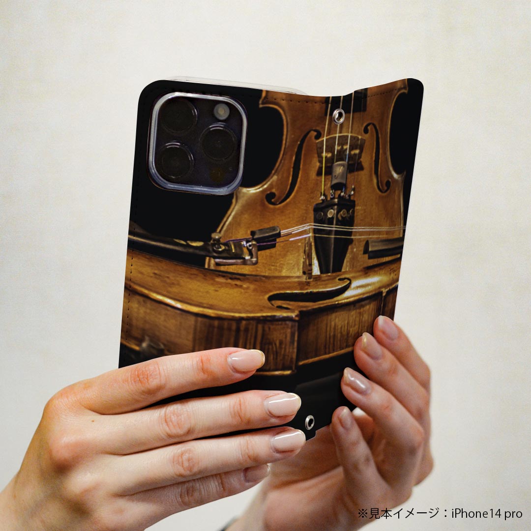 AQUOS zero2 SH-01M アクオス ゼロツー sh01m 専用 ケース カバー 手帳型 マグネット式 ピタッと閉まる レザーケース カード収納 ポケット igcase 023623 バイオリン　音楽　楽器