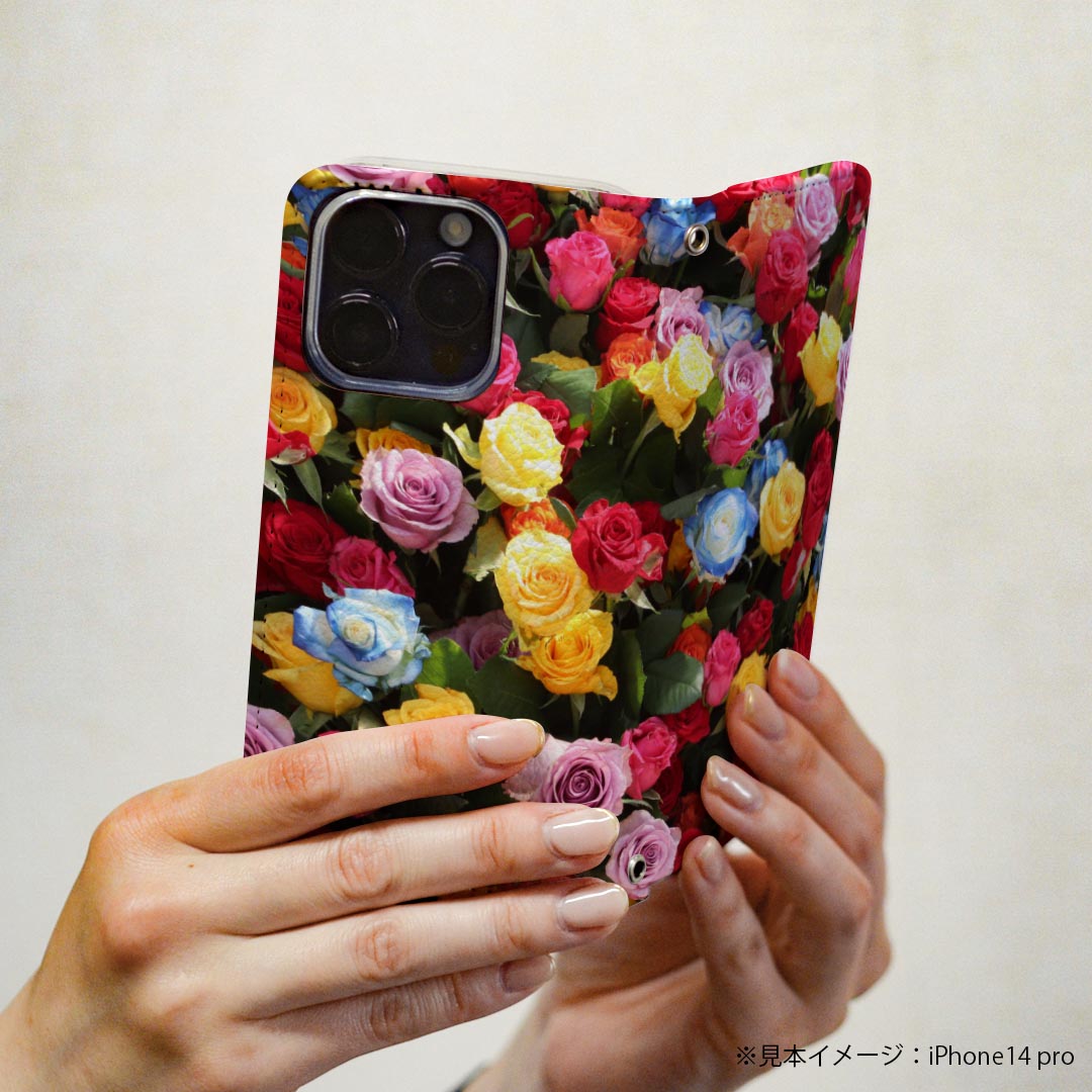 Galaxy Note8 SC-01K ギャラクシー ノートエイト sc01k 専用 ケース カバー 手帳型 マグネット式 ピタッと閉まる レザーケース カード収納 ポケット igcase 023740 花　フラワー　バラ　カラフル