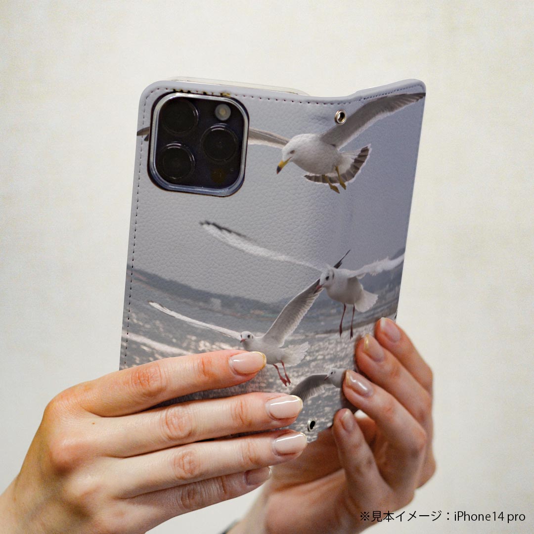 iPhone 6 plus/ iPhone 6s plus / iPhone 7 plus / iPhone 8 plus 専用 ケース カバー 手帳型 マグネット式 ピタッと閉まる レザーケース カード収納 ポケット igcase 023776 カモメ　鳥　空