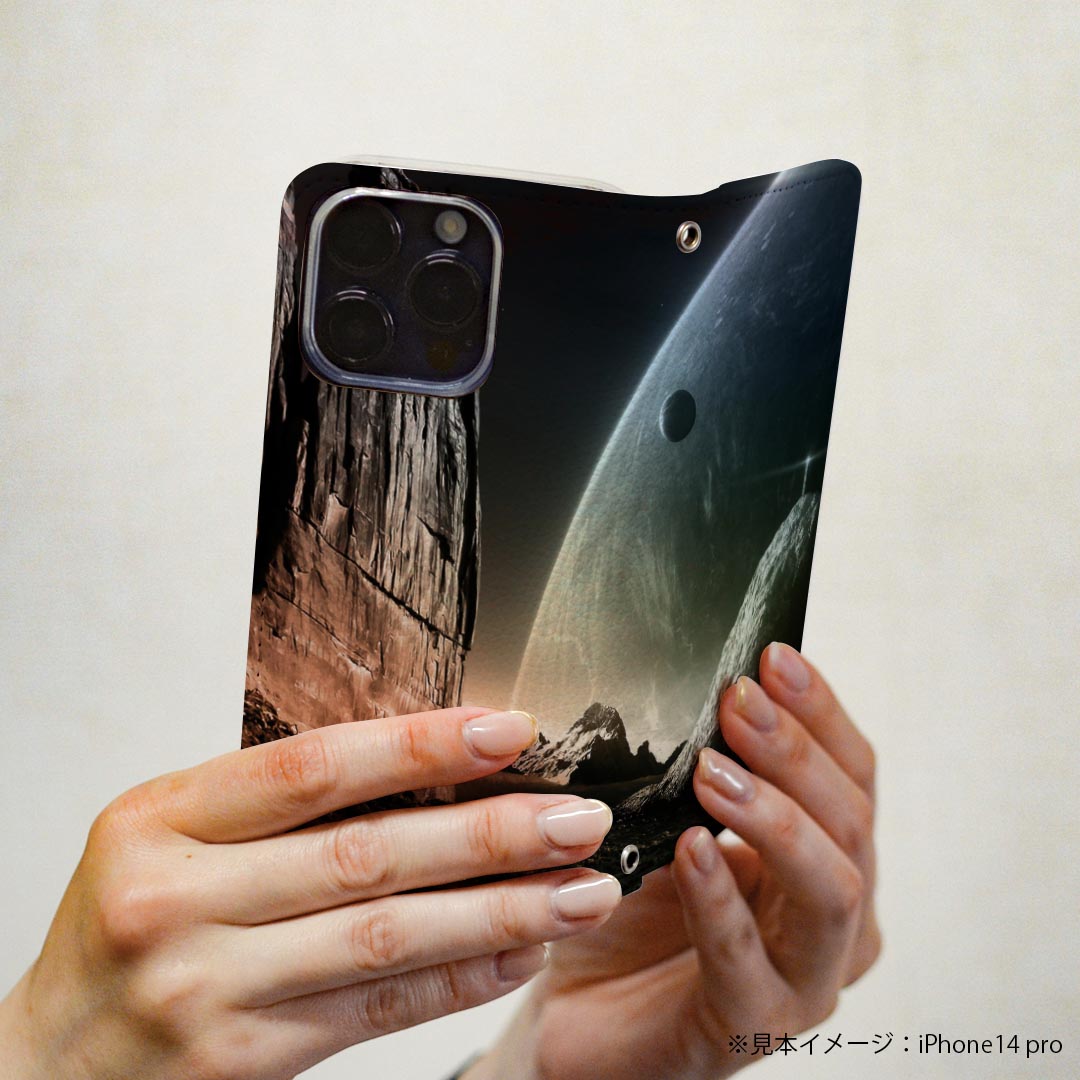 Xperia 10 II SOV43 エクスペリア テン マークツー Xperia10 専用 ケース カバー 手帳型 マグネット式 ピタッと閉まる レザーケース カード収納 ポケット igcase 023816 宇宙　惑星　地球