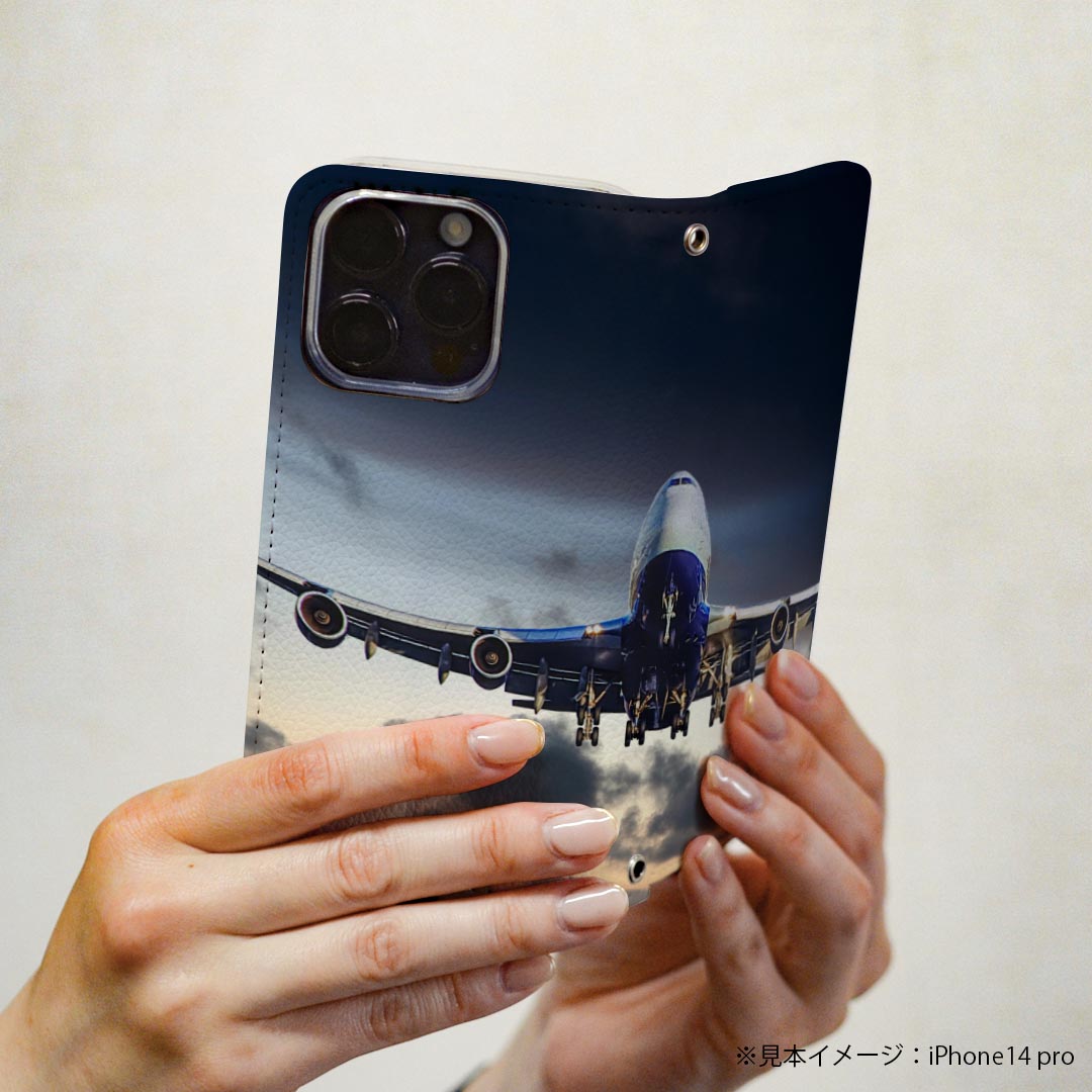 SH-01L AQUOS sense2 アクオス センスツー 専用 ケース カバー 手帳型 マグネット式 ピタッと閉まる レザーケース docomo ドコモ sh01l カード収納 ポケット igcase 023858 飛行機　空　写真
