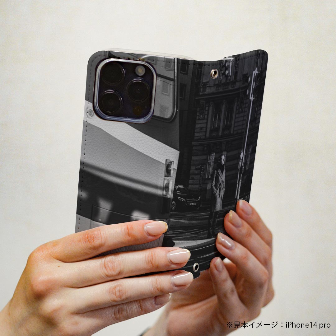 AQUOS zero6 SHG04 A102SH SH-RM18 2021 モデル 専用 ケース カバー 手帳型 マグネット式 ピタッと閉まる レザーケース カード収納 ポケット igcase 023904 写真　モノクロ　人物