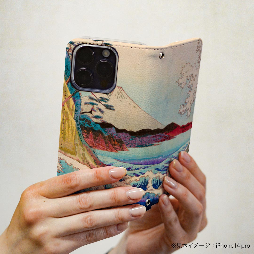 AQUOS sense SH-01K アクオスセンス 専用 ケース カバー 手帳型 マグネット式 ピタッと閉まる レザーケース sh01k カード収納 ポケット igcase 023957 浮世絵