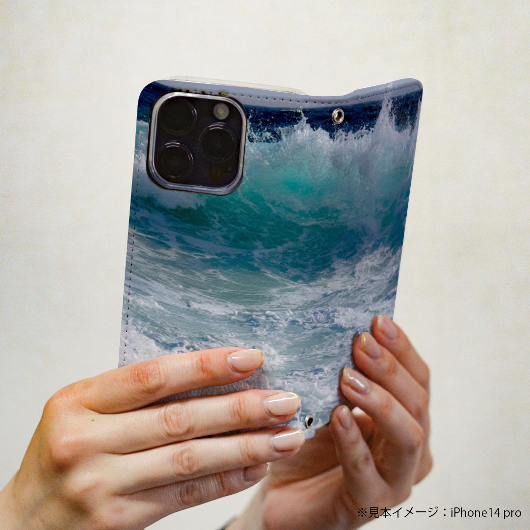 iPhone11 6.1インチ 専用 ケース カバー 手帳型 マグネット式 ピタッと閉まる レザーケース sc02k カード収納 ポケット igcase 023958 海　波　写真