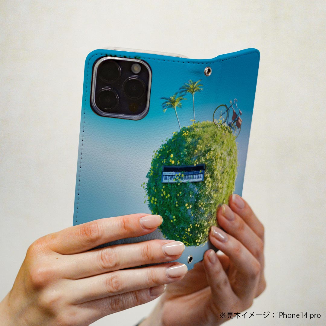 Galaxy S22 SC-51C / SCG13 共通対応 専用 ケース カバー 手帳型 マグネット式 ピタッと閉まる レザーケース sc51c カード収納 ポケット igcase 023987 自転車　植物　ピアノ