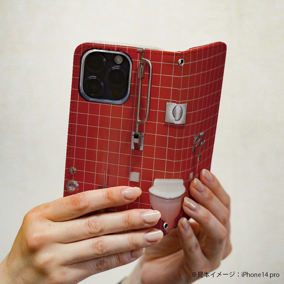 Galaxy S22 SC-51C / SCG13 共通対応 専用 ケース カバー 手帳型 マグネット式 ピタッと閉まる レザーケース sc51c カード収納 ポケット igcase 025627 トイレ　タイル　写真