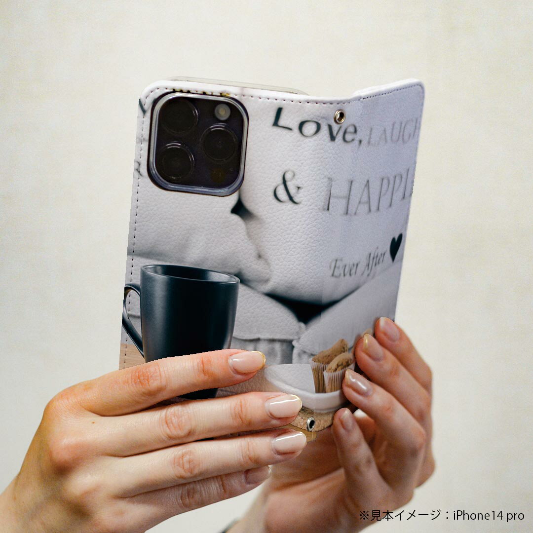 AQUOS wish4 用 ケース カバー 手帳型 SH-52E / A402SH / 共通対応 マグネット式 ピタッと閉まる レザーケース sh52e カード収納 ポケット igcase 025654 コーヒー　テーブル　マフィン　インテリア