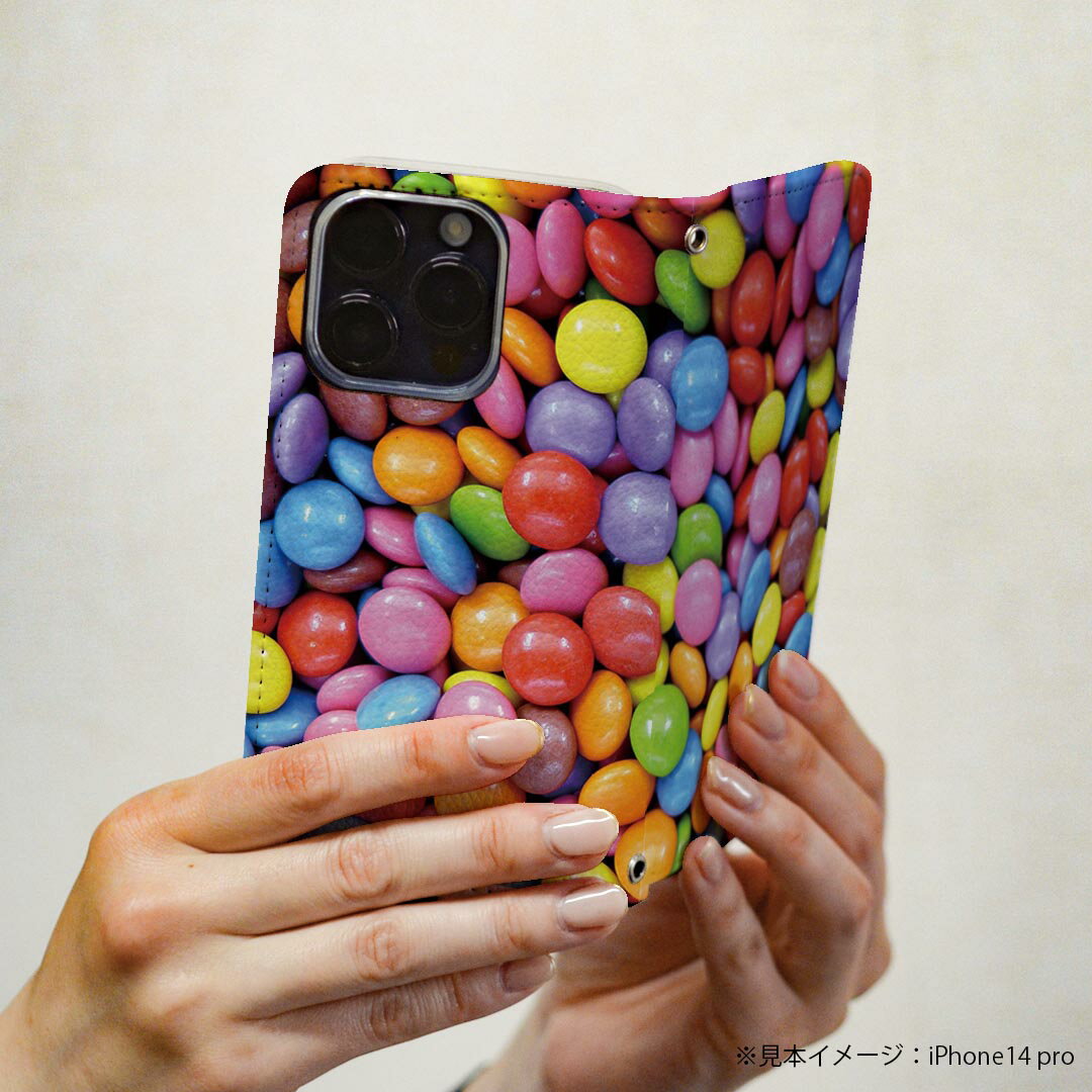 Xperia 10 V SO-52D / SOG11 / A302SO / XQ-DC44 エクスペリア 専用 ケース カバー 手帳型 マグネット式 ピタッと閉まる レザーケース so52d カード収納 ポケット igcase 025841 チョコレート　お菓子　カラフル