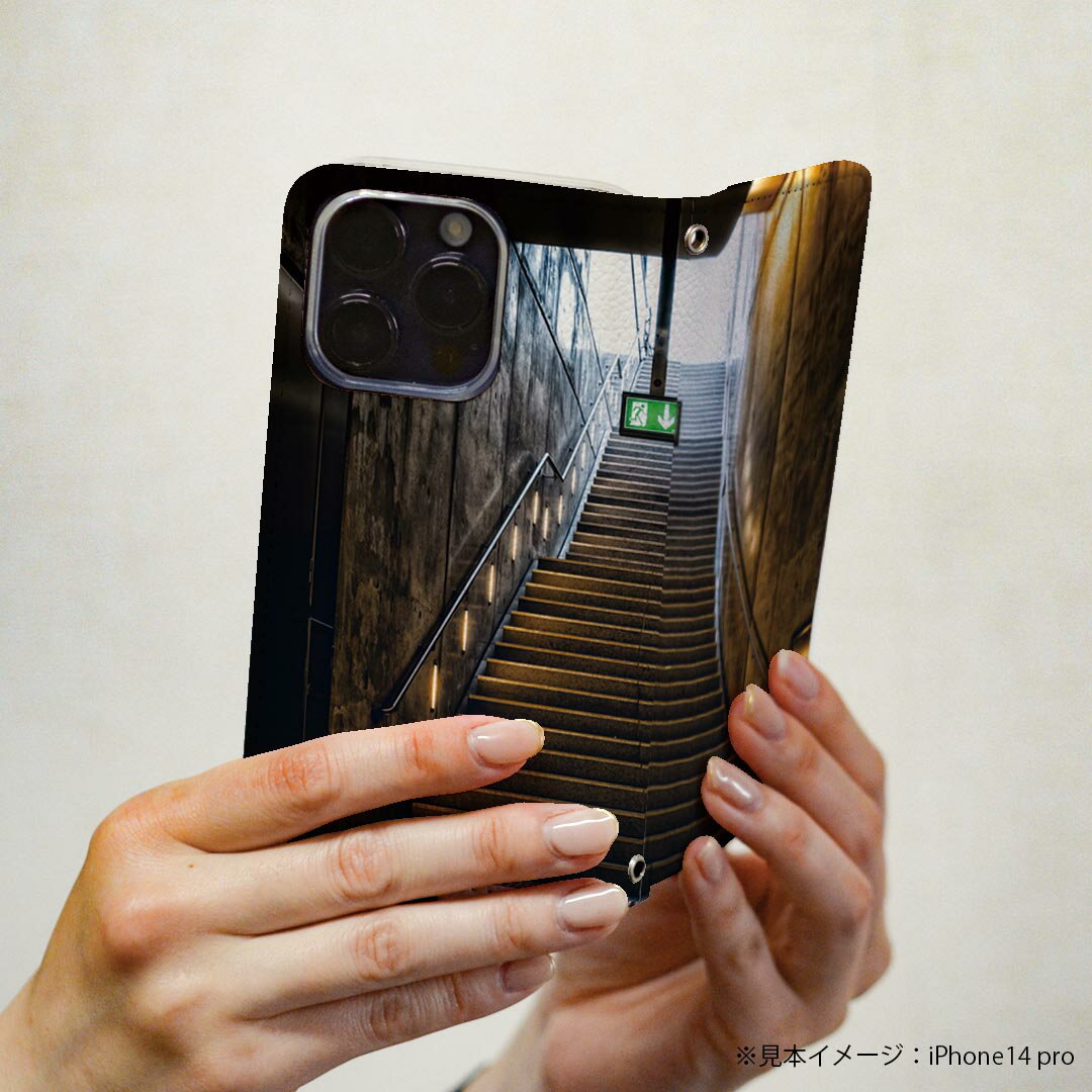 Galaxy S24 Ultra 用 手帳型 ケース SC-52E / SCG26 (SM-S928) 各キャリア 共通対応 ケース カバー 手帳型 マグネット式 ピタッと閉まる レザーケース カード収納 ポケット 025917 階段　地下　都市