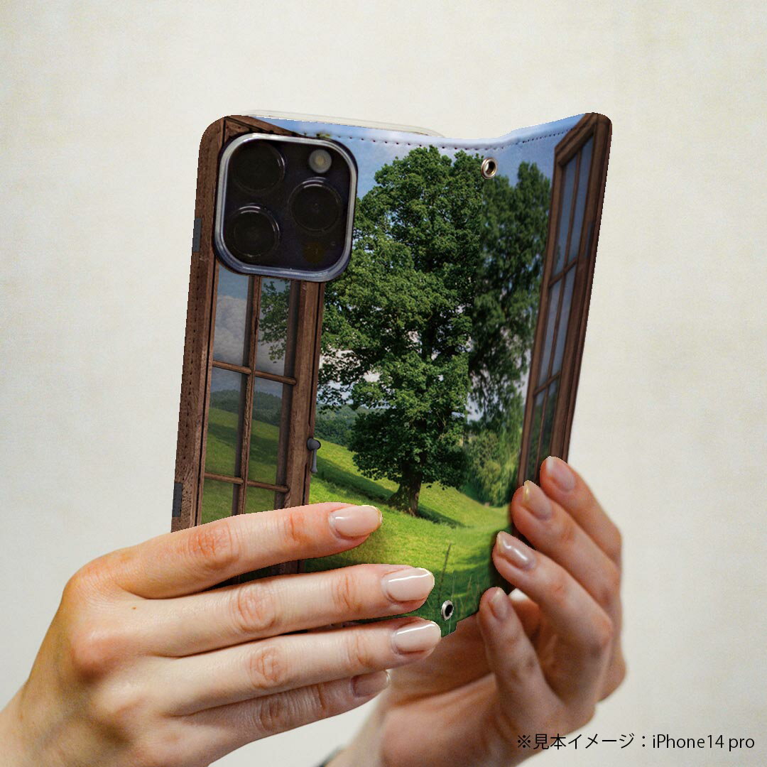 Google Pixel 9 Pro XL 専用 ケース カバー 手帳型 マグネット式 ピタッと閉まる レザーケース pixel9proxl カード収納 ポケット igcase 025935 窓　自然　木