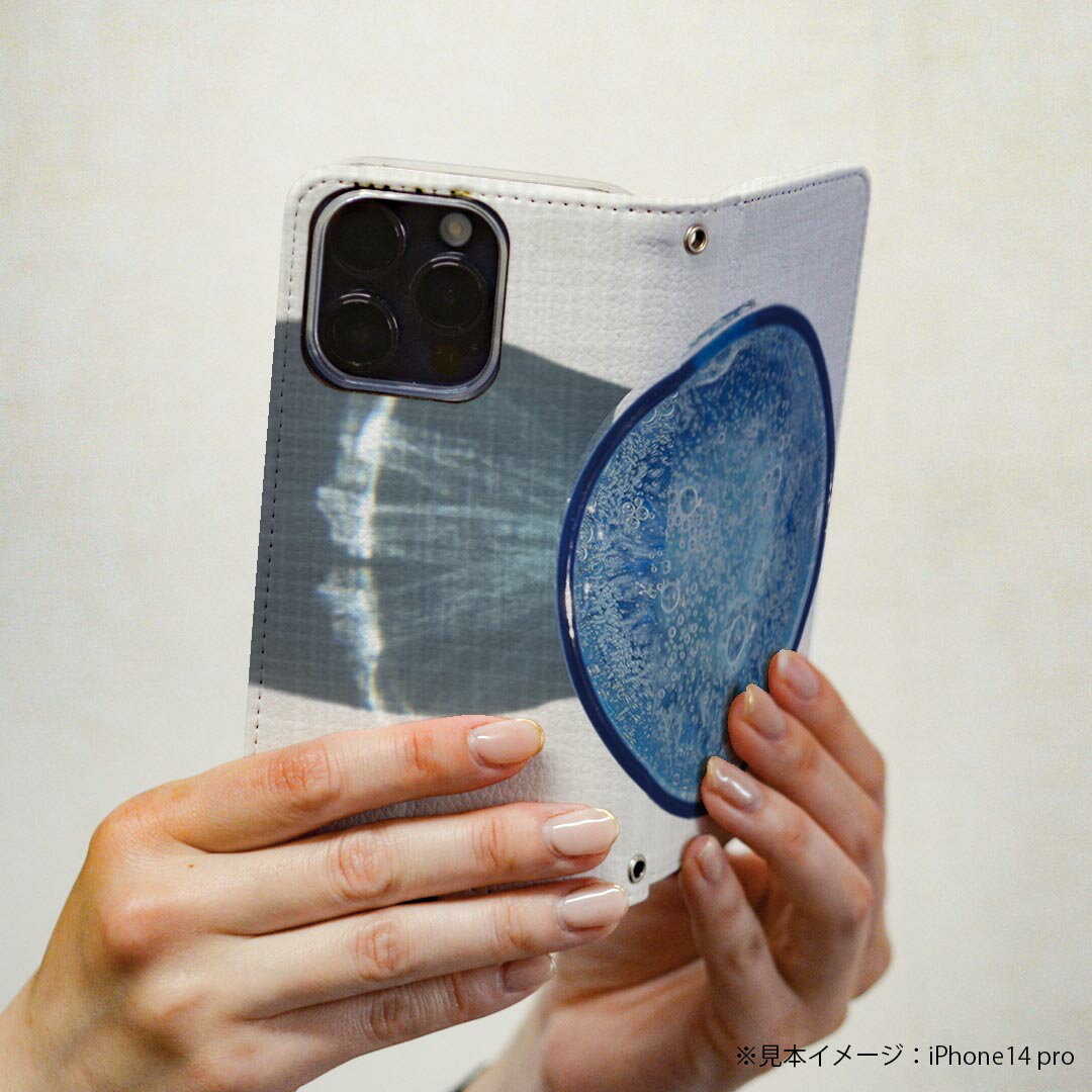 シンプルスマホ5 専用 ケース カバー A001SH 専用 ケース カバー 手帳型 マグネット式 ピタッと閉まる レザーケース カード収納 ポケット igcase 026019 グラス　水　水泡