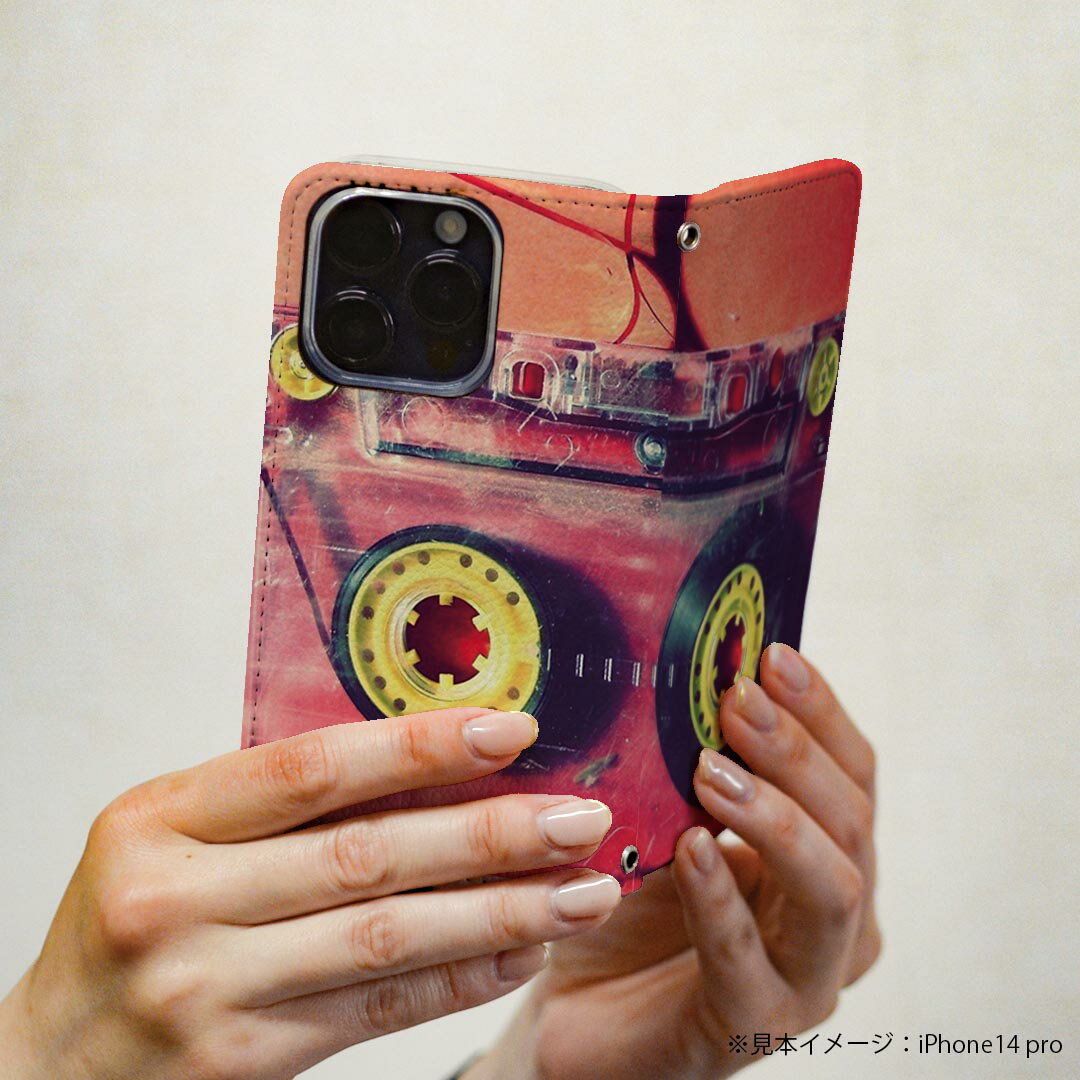 Xperia XZ2 Premium SO-04K 専用 ケース カバー 手帳型 マグネット式 ピタッと閉まる レザーケース so04k カード収納 ポケット igcase 026045 カセットテープ　レトロ　ビンテージ