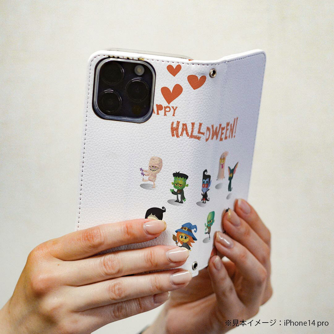 Xperia 10 II 用 スマホカバー SO-41A / SOV43 共通対応 ケース カバー 手帳型 マグネット式 ピタッと閉まる レザーケース カード収納 ポケット 026115 かわいい　キャラクター　Halloween