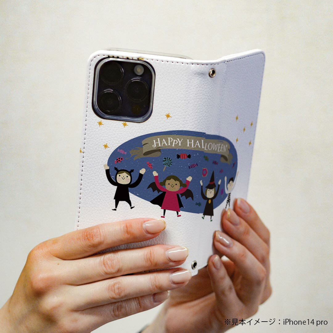 らくらくスマートフォン F-52B 専用 ケース カバー 手帳型 マグネット式 ピタッと閉まる レザーケース f52b カード収納 ポケット igcase 026126 ハロウィン 子供　kids　Halloween