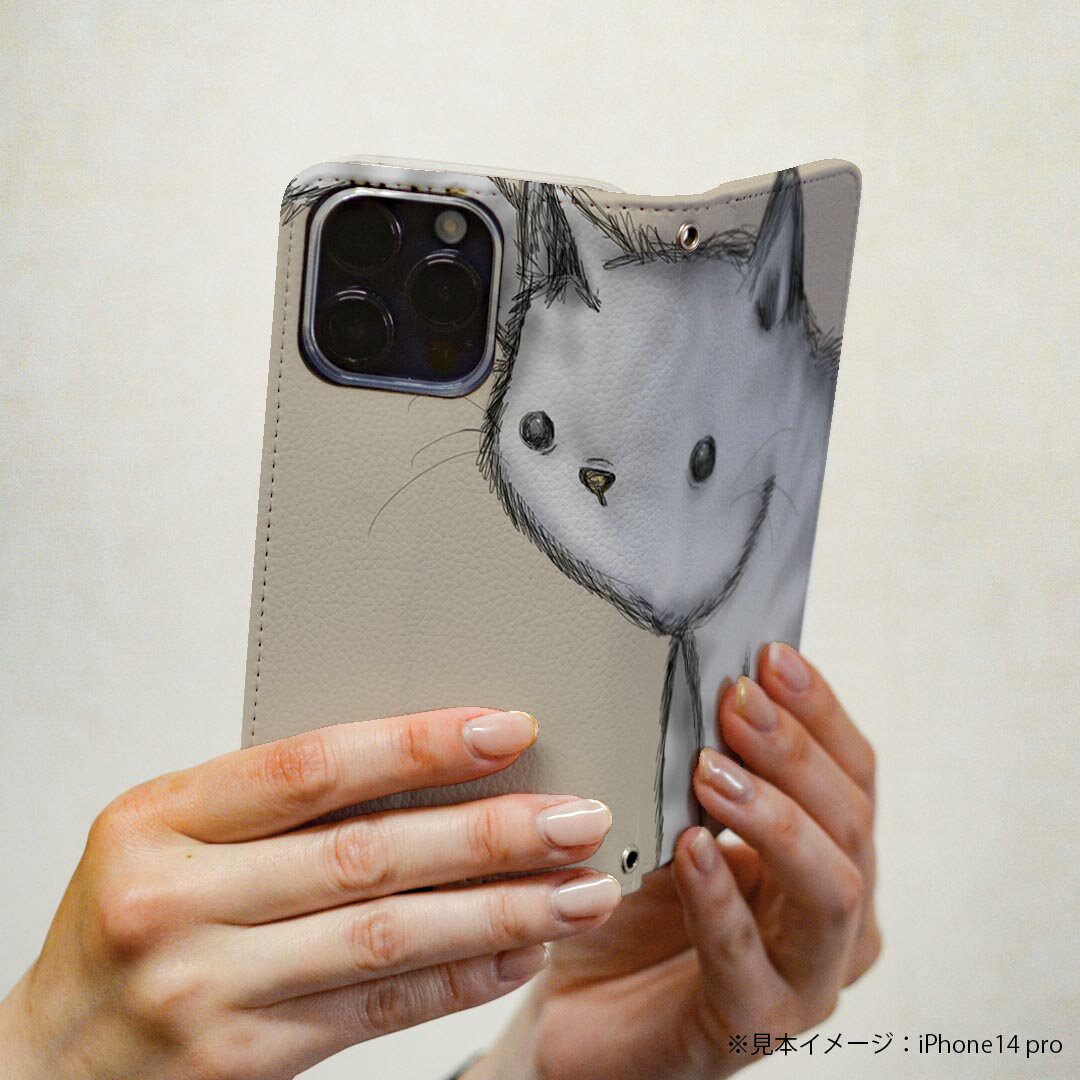 L-01K V30+ LG 専用 ケース カバー 手帳型 マグネット式 ピタッと閉まる レザーケース l01k カード収納 ポケット igcase 026212 動物　猫　ネコ