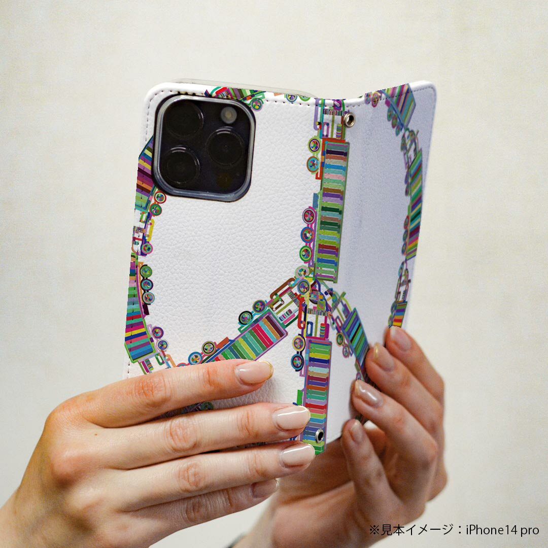 arrows NX F-01K アローズ NX 専用 ケース カバー 手帳型 マグネット式 ピタッと閉まる レザーケース f01k カード収納 ポケット igcase 026245 ピースマーク　車　トラック