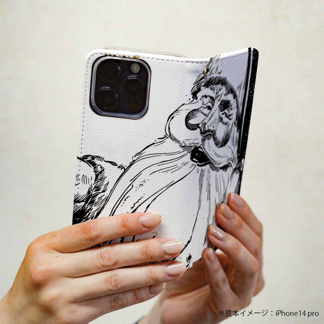 iPhone16 6.1インチ 専用 各キャリア iPhone 16 共通対応 ケース カバー 手帳型 マグネット式 ピタッと閉まる レザーケース iphone 16 カード収納 ポケット igcase 030548 サンタ 白黒 リアル