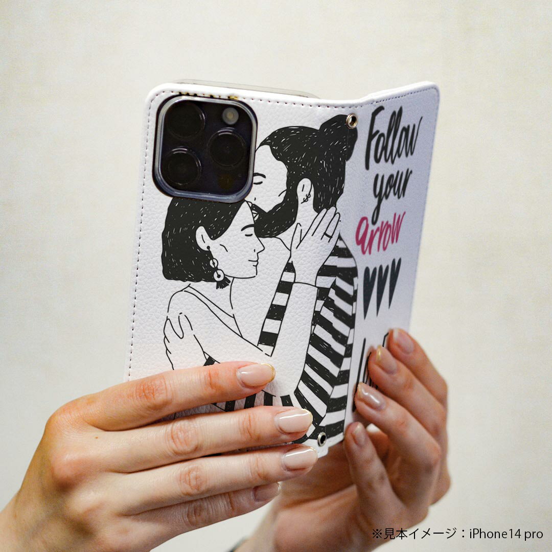 AQUOS wish4 用 ケース カバー 手帳型 SH-52E / A402SH / 共通対応 マグネット式 ピタッと閉まる レザーケース sh52e カード収納 ポケット igcase 031587 男女 イラスト 文字