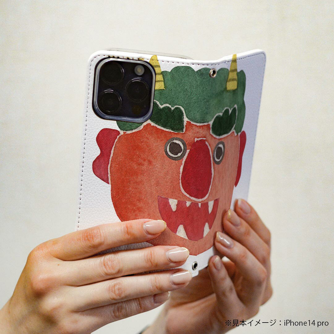 Google Pixel 9 / Pixel 9 pro 共通対応 ケース カバー 手帳型 マグネット式 ピタッと閉まる レザーケース pixel9 pixel9pro カード収納 ポケット igcase 031625 鬼 かわいい