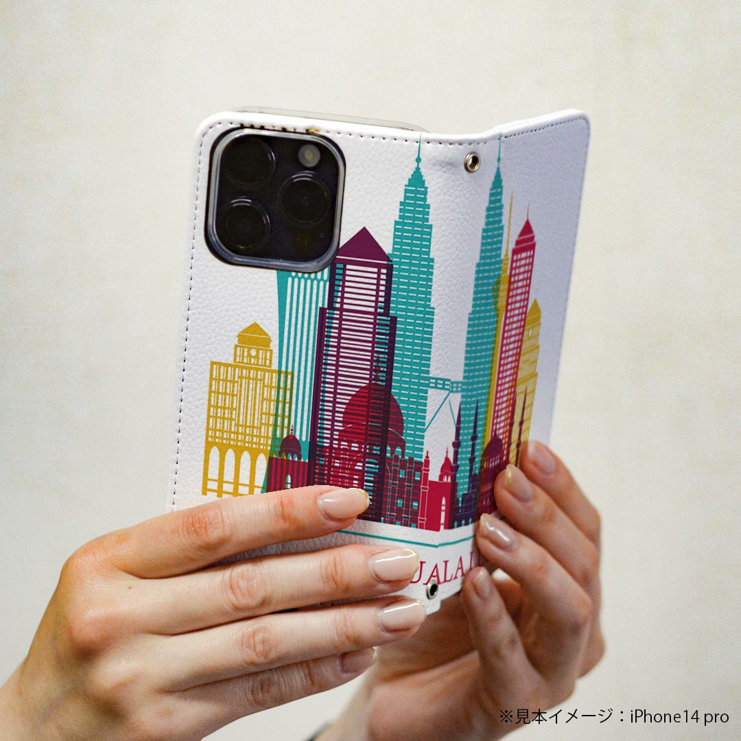 Galaxy S24 用 手帳型 ケース カバー SC-51E / SCG25 / SM-S921 共通対応 ケース カバー 手帳型 マグネット式 ピタッと閉まる レザーケース カード収納 ポケット 031810 クアラルンプール おしゃれ ビル