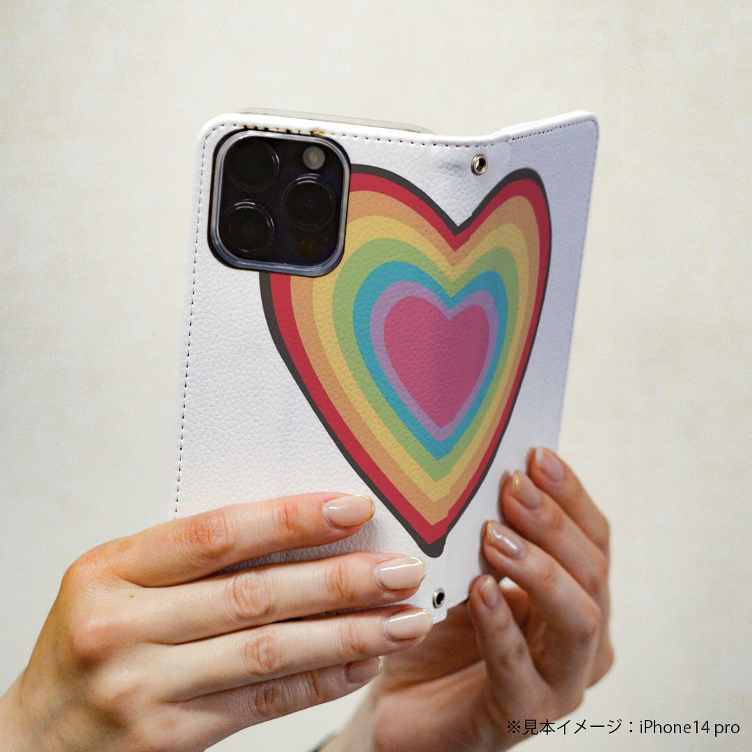 Galaxy A25 用 SC-53F / SCG33 共通対応 ケース カバー 手帳型 マグネット式 ピタッと閉まる レザーケース ギャラクシーa25 5G カード収納 ポケット igcase 031883 ハート マーク カラフル