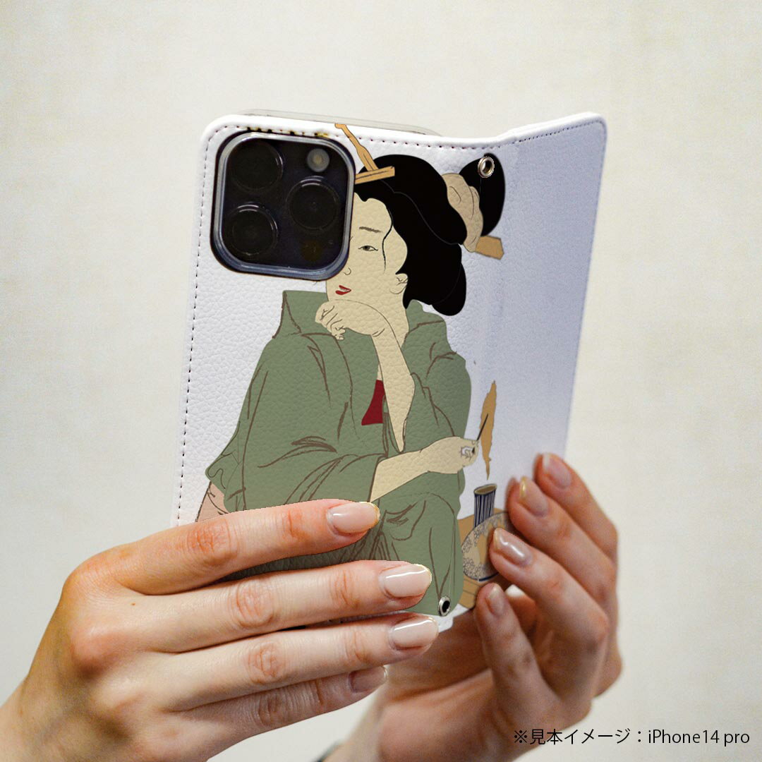 Galaxy S23 FE SCG24 用 ケース カバー 手帳型 マグネット式 ピタッと閉まる レザーケース カード収納 ポケット 032051 女性 浮世絵