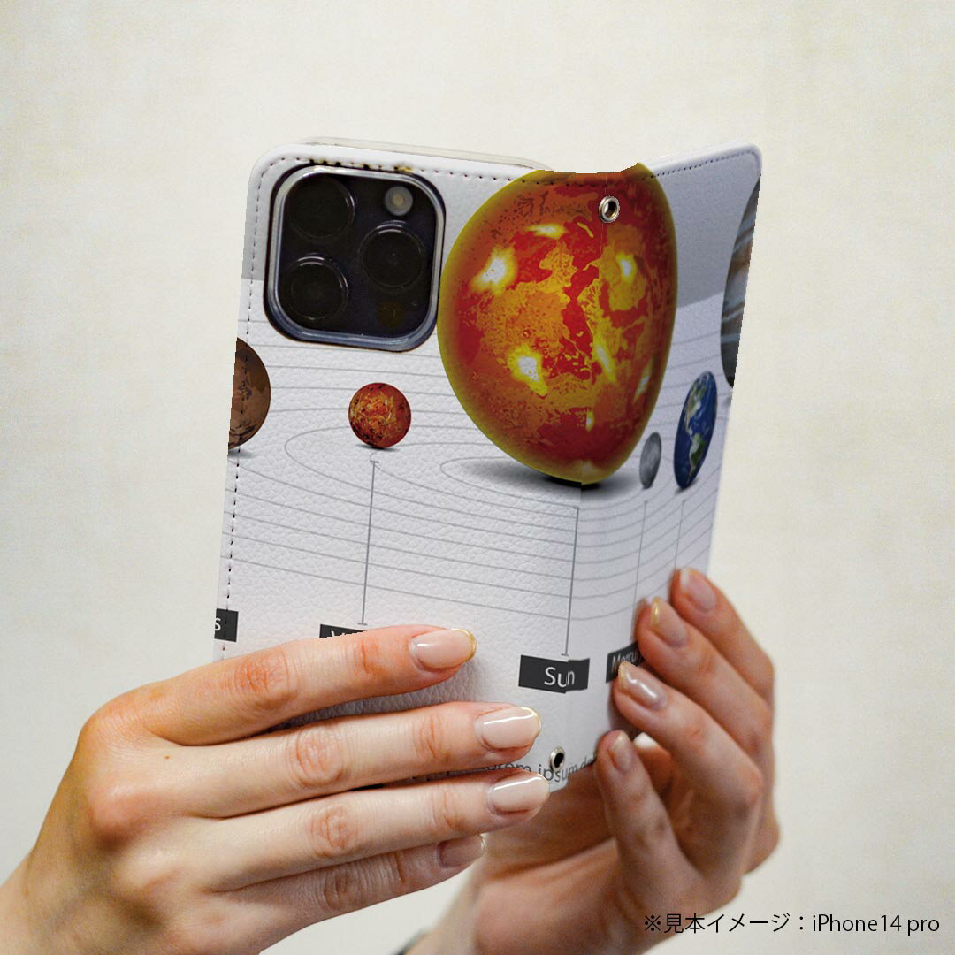 arrows N F-51C 用 ケース カバー 手帳型 マグネット式 ピタッと閉まる レザーケース f51c カード収納 ポケット 033408 solar system 太陽系