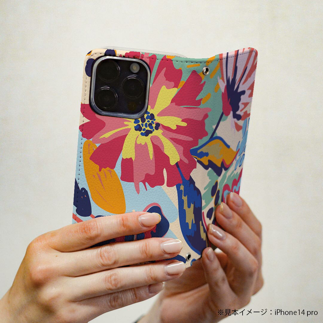 AQUOS sense3 用 スマホカバー SH-02M / SHV45 / SH-M12 共通対応 ケース カバー 手帳型 マグネット式 ピタッと閉まる レザーケース カード収納 ポケット 033433 花 フラワー