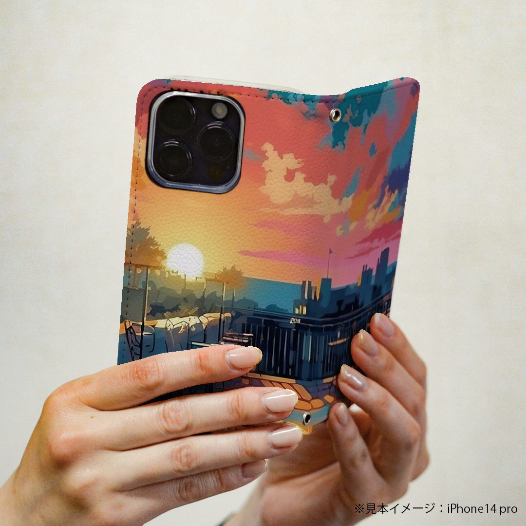 Google Pixel 9 Pro XL 専用 ケース カバー 手帳型 マグネット式 ピタッと閉まる レザーケース pixel9proxl カード収納 ポケット igcase 033700 街並み　夕方