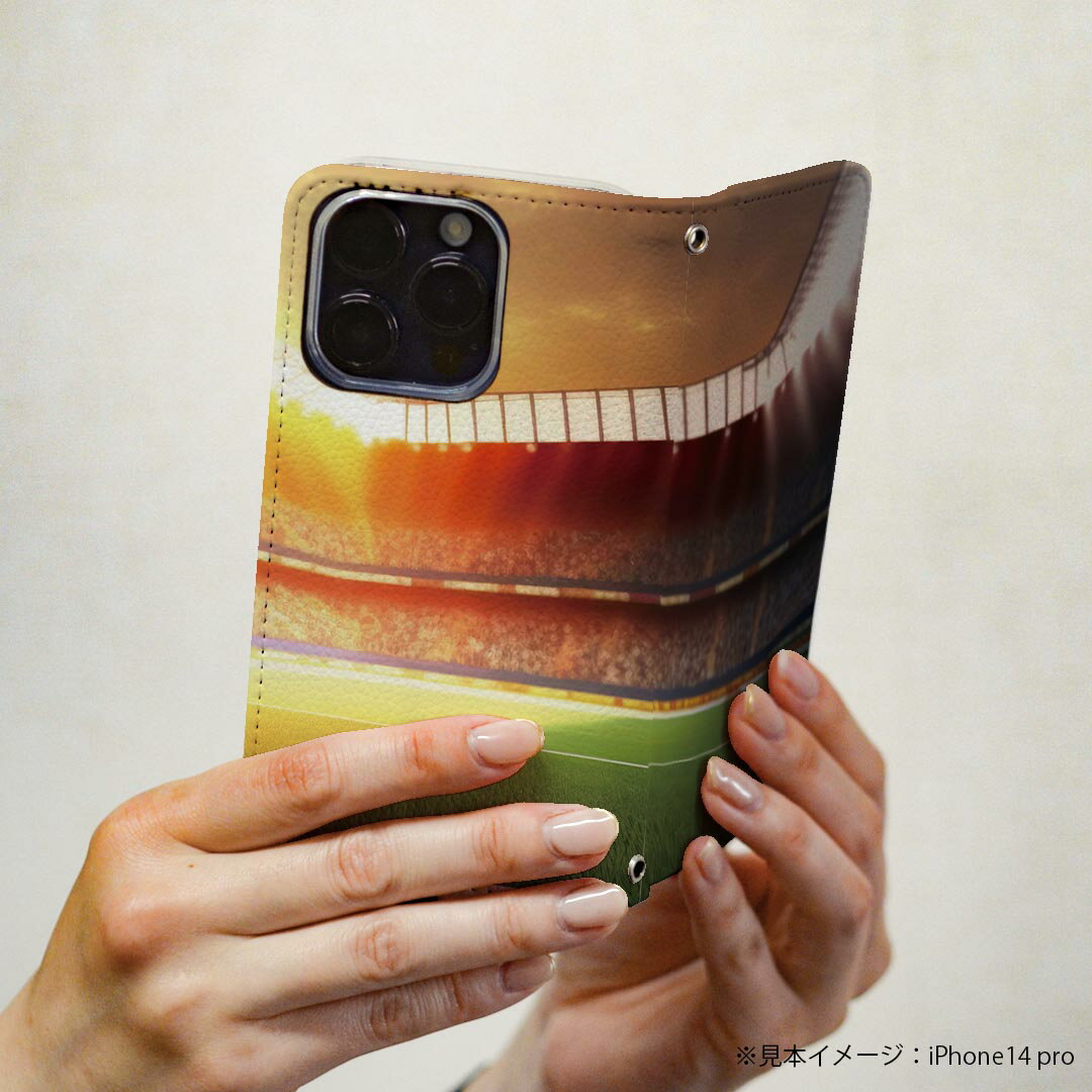 Xperia 10 VII 用 スマホカバー SO-52F / SOG16 / XQ-FE44 共通対応 ケース カバー 手帳型 マグネット式 ピタッと閉まる レザーケース カード収納 ポケット 033819 球場 ドーム