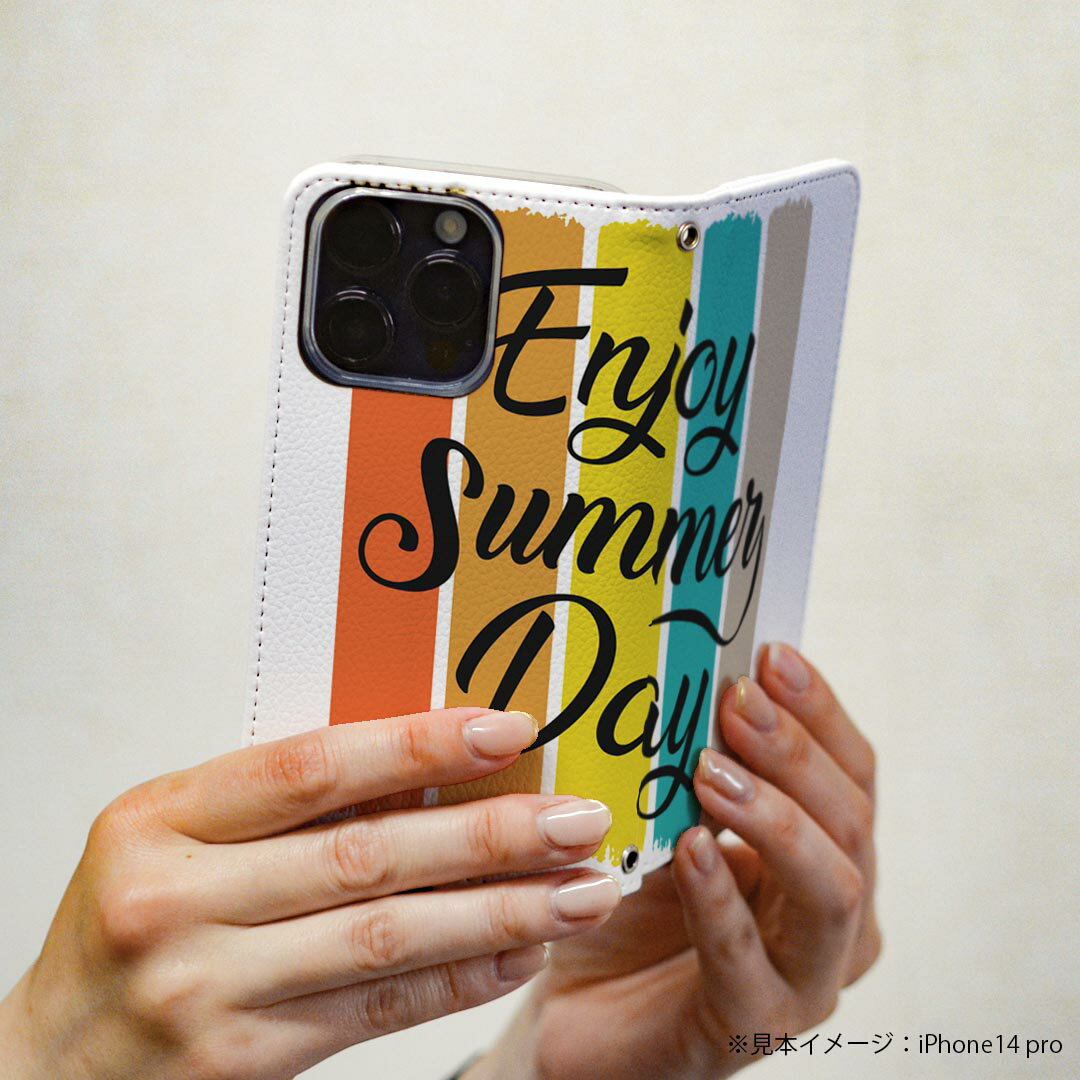 Xperia Ace III 用 スマホカバー SO-53C / SOG08 共通対応 ケース so53c カバー 手帳型 マグネット式 ピタッと閉まる レザーケース カード収納 ポケット 035649 夏 summer 英語 文字