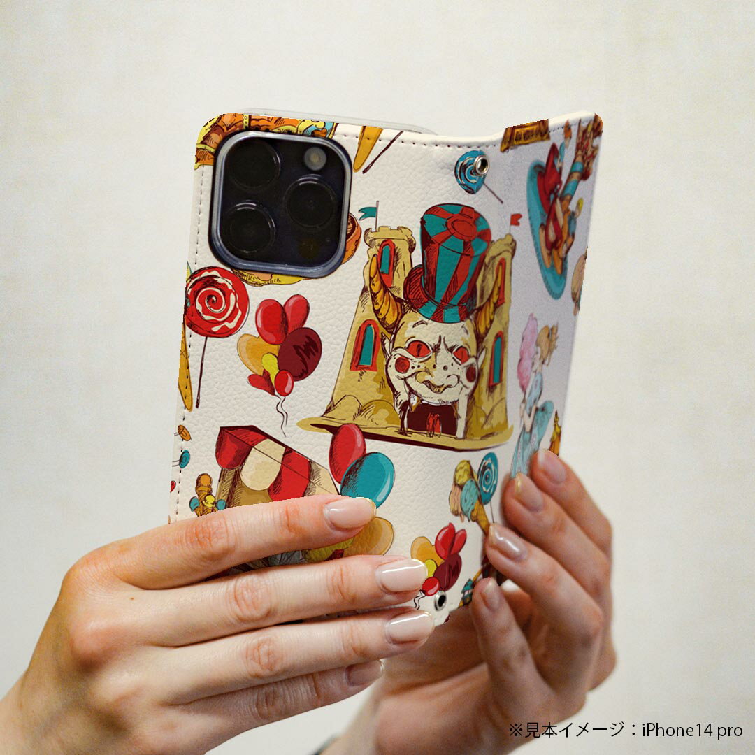 Xperia 10 V 用 スマホカバー SO-52D / SOG11 / A302SO / XQ-DC44 共通対応 ケース カバー 手帳型 マグネット式 ピタッと閉まる レザーケース カード収納 ポケット 035985 遊園地 アイス 風船