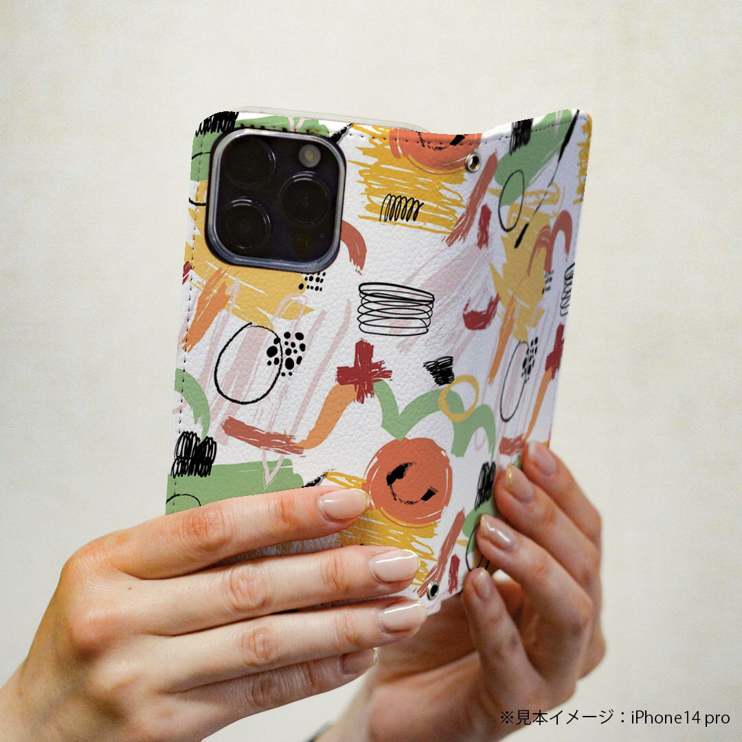 Galaxy A23 5G 用 スマホカバー SC-56C / SCG18 共通対応 ケース カバー 手帳型 マグネット式 ピタッと閉まる レザーケース カード収納 ポケット 035995 アート カラフル 落書き