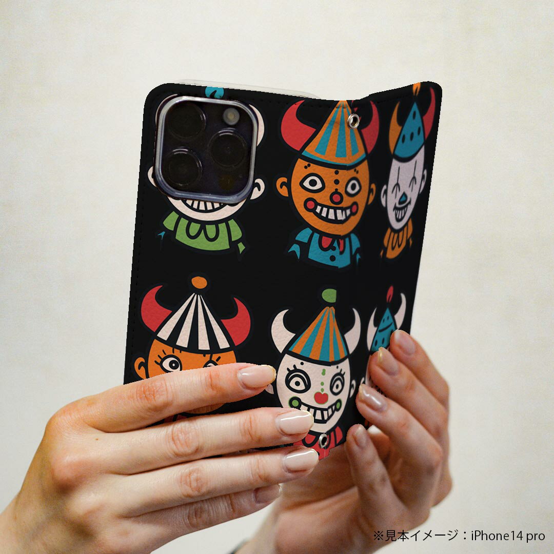 Xperia 10 III 用 スマホカバー SO-52B / SOG04 共通対応 ケース カバー 手帳型 マグネット式 ピタッと閉まる レザーケース カード収納 ポケット 036005 カラフル ピエロ