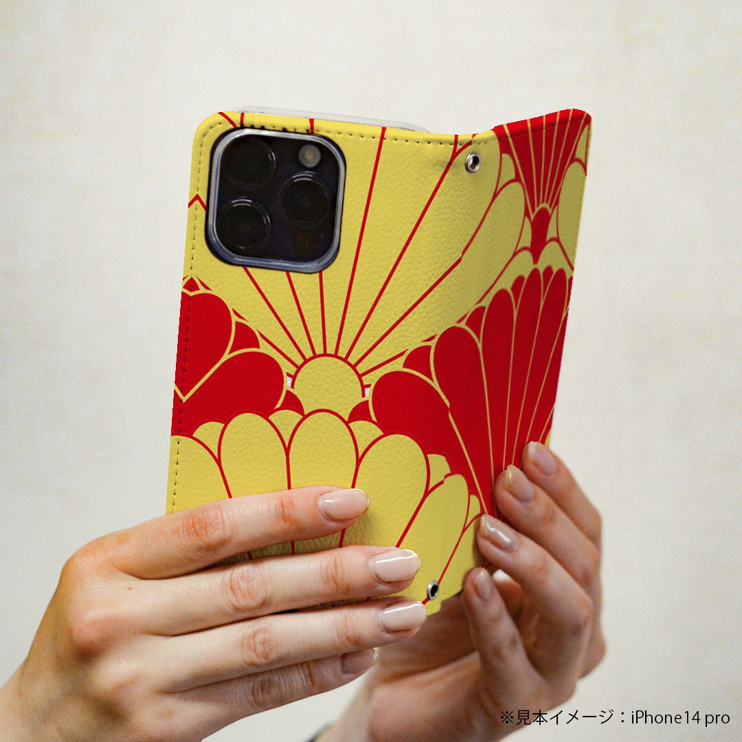 Galaxy A41 SCV48 ギャラクシー scv48 専用 ケース カバー 手帳型 マグネット式 ピタッと閉まる レザーケース カード収納 ポケット igcase 004180 和風　和柄　赤