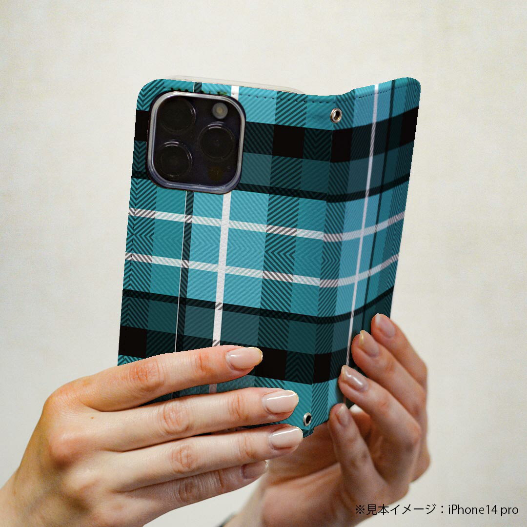 Galaxy S22 SC-51C / SCG13 共通対応 専用 ケース カバー 手帳型 マグネット式 ピタッと閉まる レザーケース sc51c カード収納 ポケット igcase 004186 チェック　青　黒