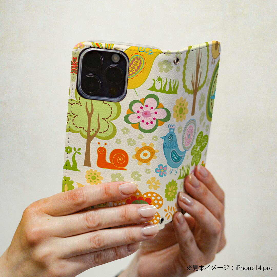 iPhone7 iphone 6/7/8 共通対応 アイフォーン 用 ケース カバー 手帳型 マグネット式 ピタッと閉まる igcase 004211 花　鳥　イラスト