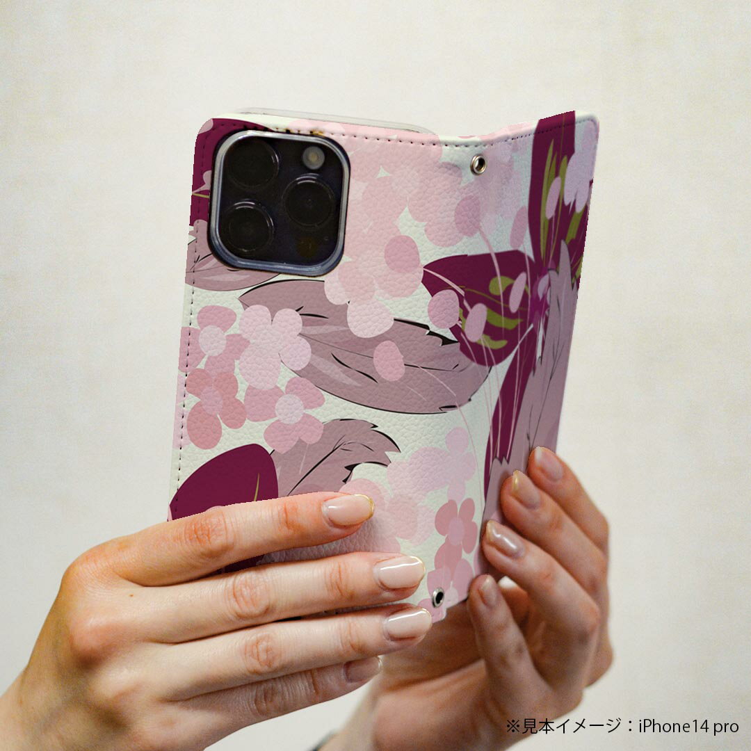 Galaxy A36 5G / A56 5G 用 スマホカバー SC-54F / SCG34 共通対応 ケース カバー 手帳型 マグネット式 ピタッと閉まる レザーケース カード収納 ポケット 004212 花　　ピンク