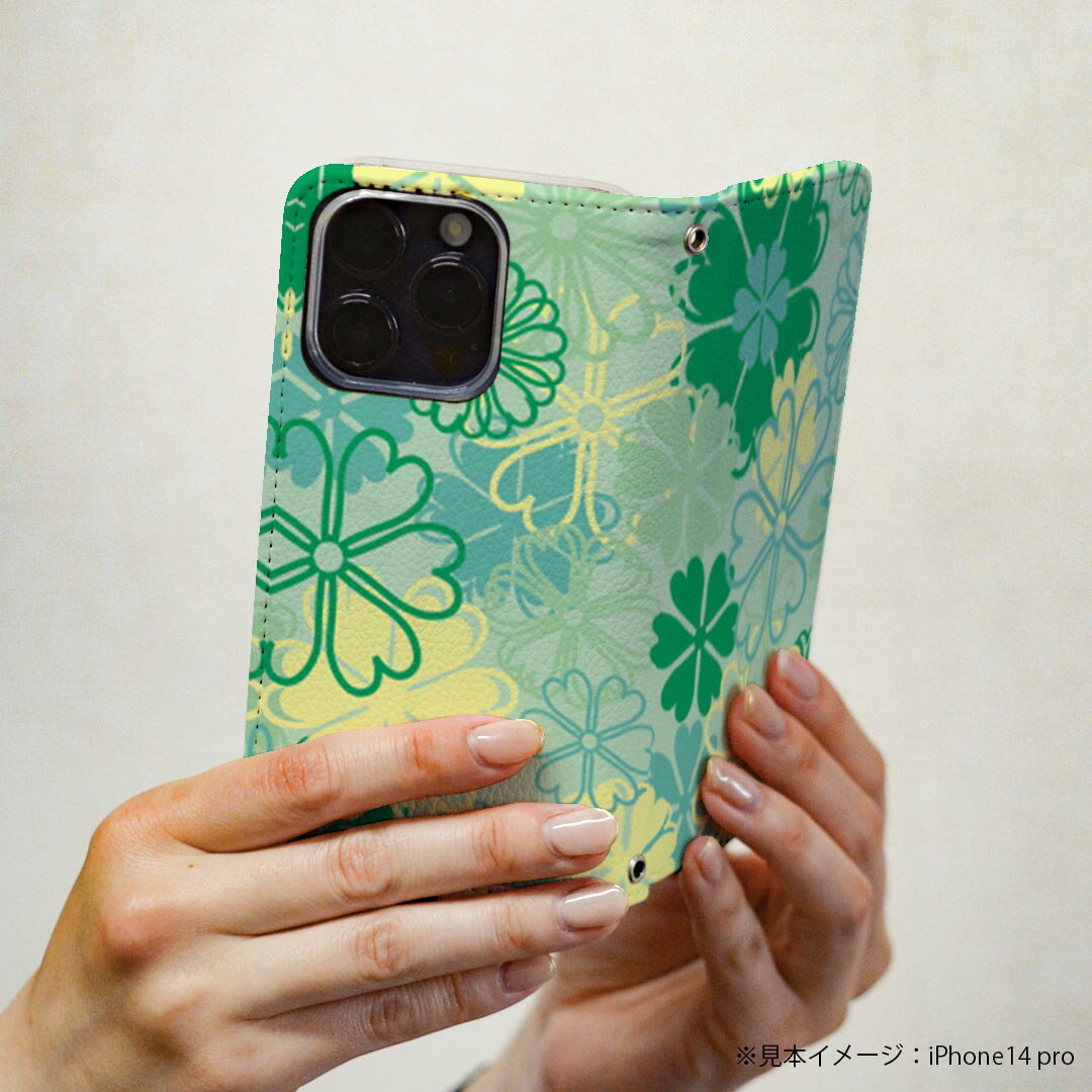 Google Pixel 9 Pro XL 専用 ケース カバー 手帳型 マグネット式 ピタッと閉まる レザーケース pixel9proxl カード収納 ポケット igcase 004366 四つ葉　クローバー　緑