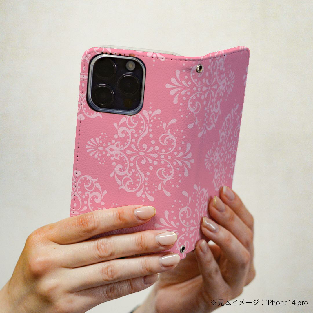 Xperia 10 IV 用 スマホカバー SO-52C / SOG07 共通対応 ケース カバー 手帳型 マグネット式 ピタッと閉まる レザーケース カード収納 ポケット 004438 ピンク　ガーリー　シンプル