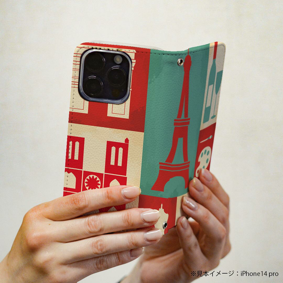 arrows NX F-01J アローズ NX 専用 ケース カバー 手帳型 マグネット式 ピタッと閉まる レザーケース f01j カード収納 ポケット igcase 004830 外国　イラスト