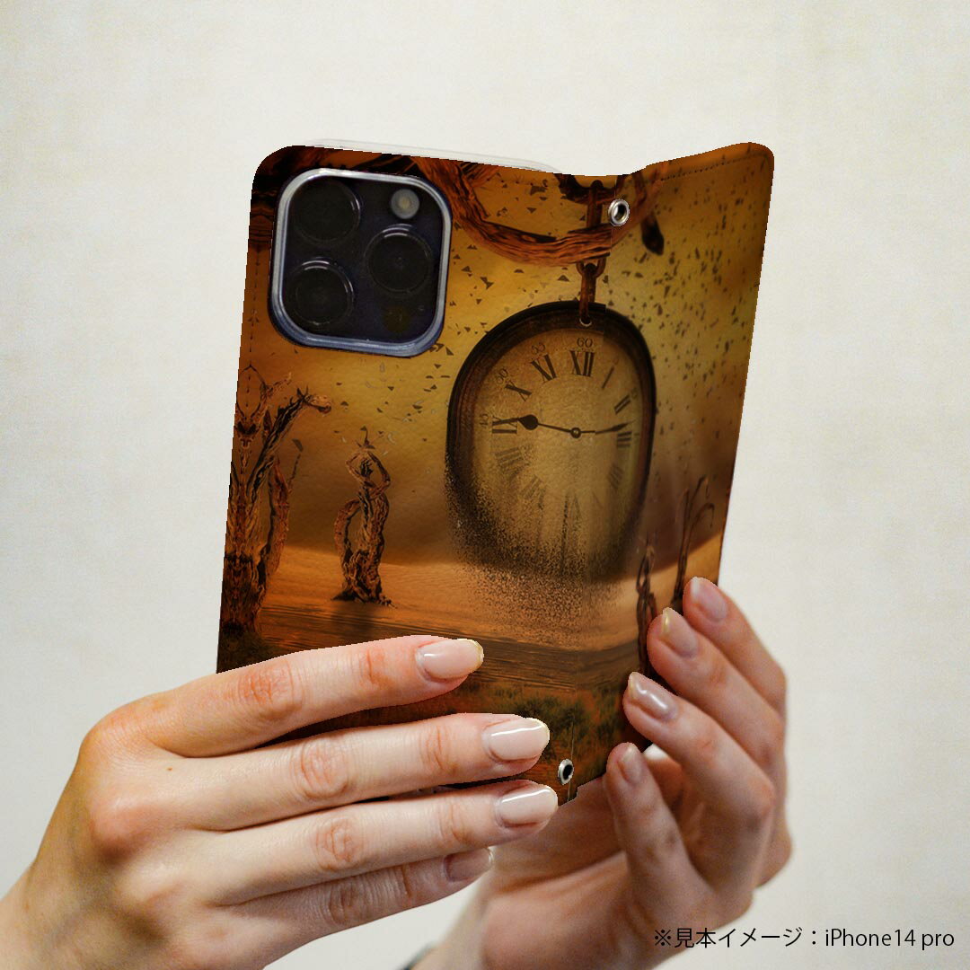 Xperia 1 IV エクスペリア SO-51C / SOG06 / A201SO 共通対応 専用 ケース カバー 手帳型 so51c マグネット式 ピタッと閉まる レザーケース カード収納 ポケット igcase 004862 時計　イラスト