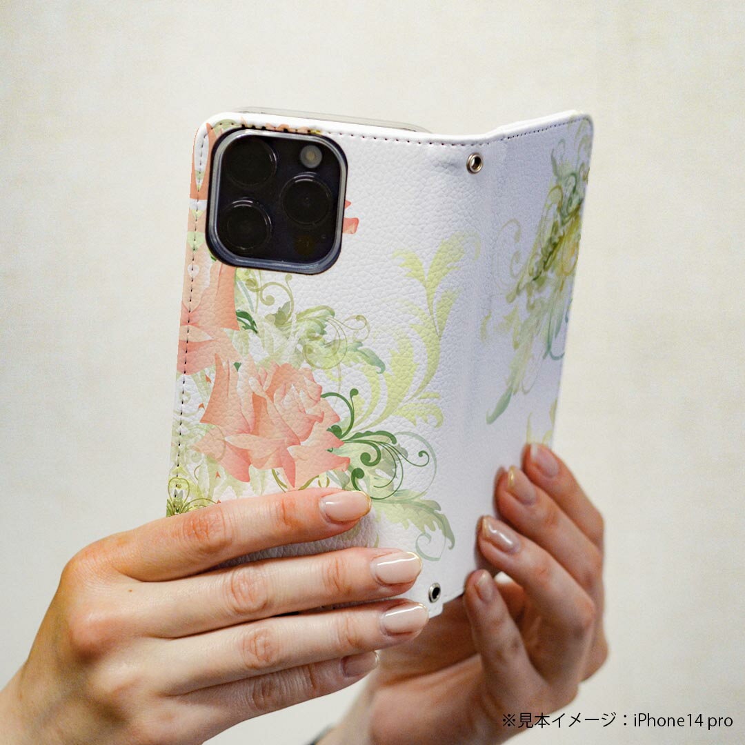 Xperia 10 VI 用 ケース カバー 手帳型 SO-52E / SOG14 / A402SO / 共通対応 マグネット式 ピタッと閉まる レザーケース カード収納 ポケット igcase 005186 花　ピンク　エレガント