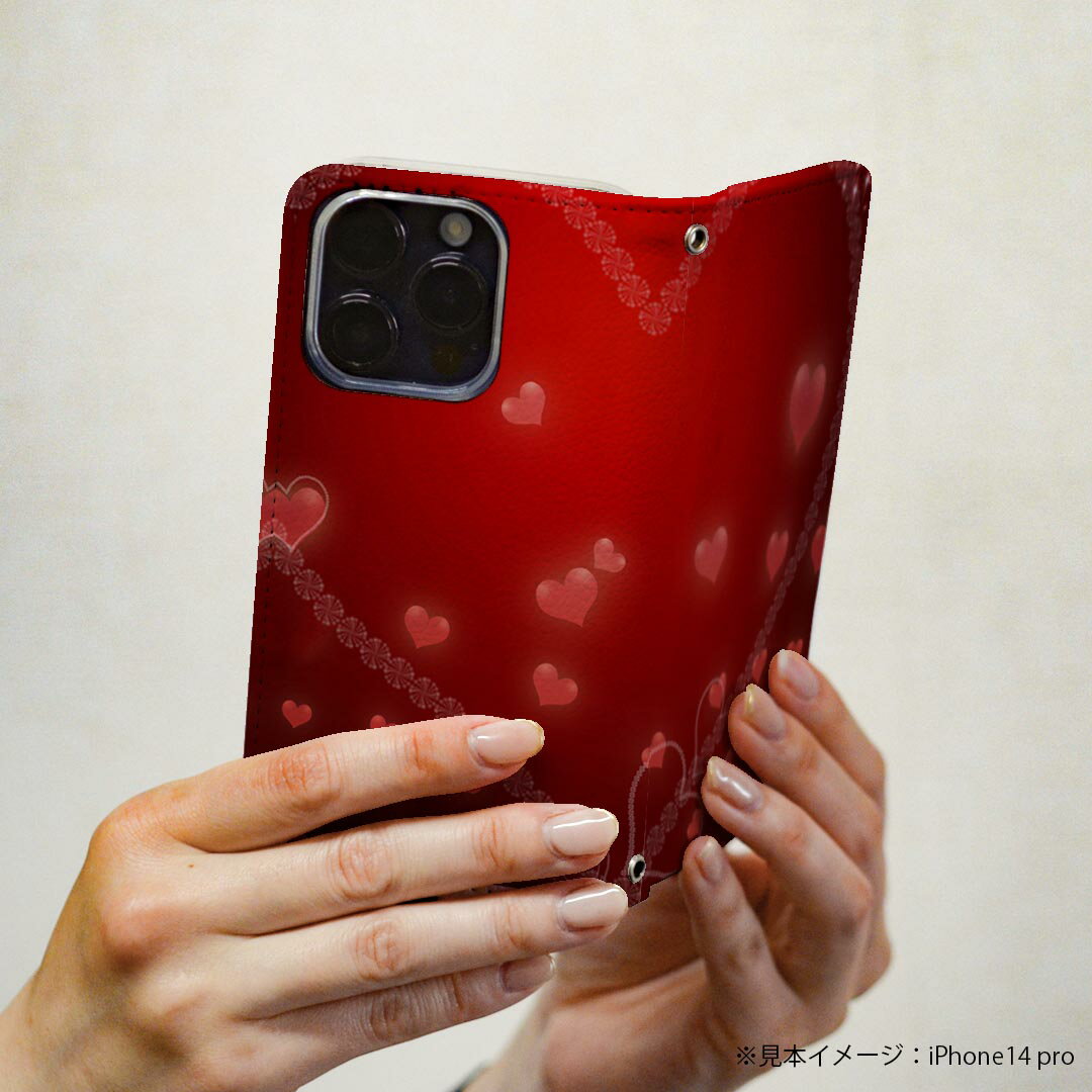 Galaxy S21+ 5G SCG10 ギャラクシー 専用 ケース カバー scg10 手帳型 マグネット式 ピタッと閉まる レザーケース カード収納 ポケット igcase 005291 赤　ハート　キラキラ